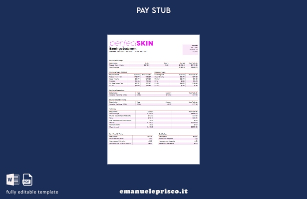 modello di busta paga dell'azienda di dermatologia in stile verificato